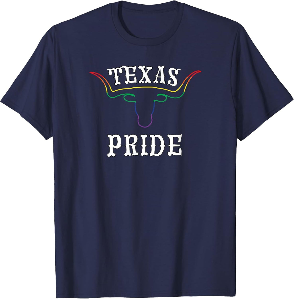 Rainbow Flag for Texas Gay Pride Month T-Shirt - Navy Blue