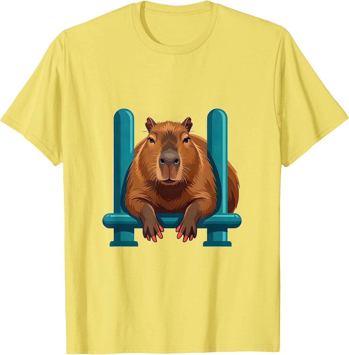 Men's Capybara Funny Animal Meme Humor T-Shirt - Lemon Yellow