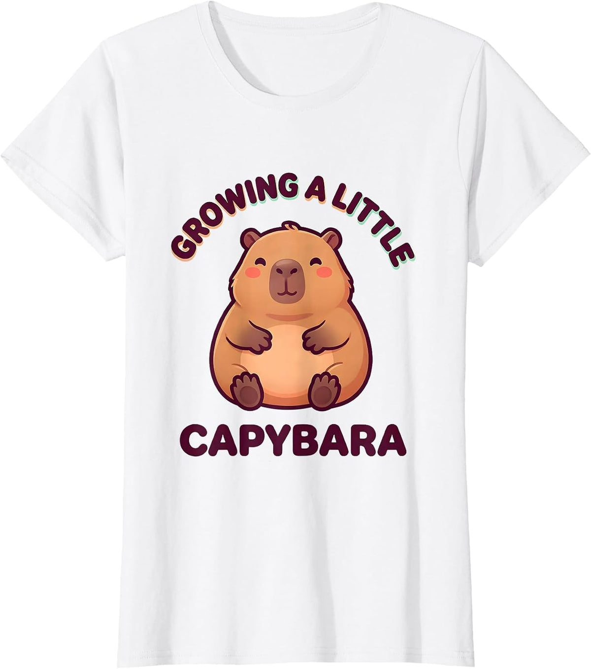 Growing A Little Capybara Cute Kawaii Pregnancy Announcement T-Shirt - White