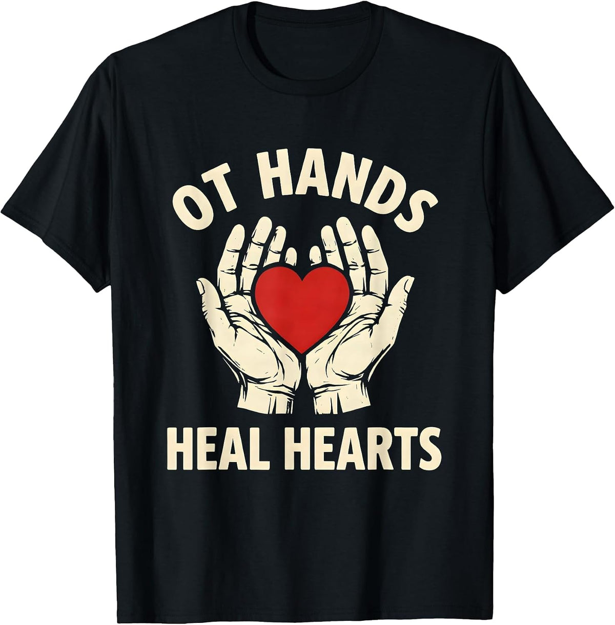 Men's OT Hands Heal Hearts Occupational Therapy Design T-Shirt - Black