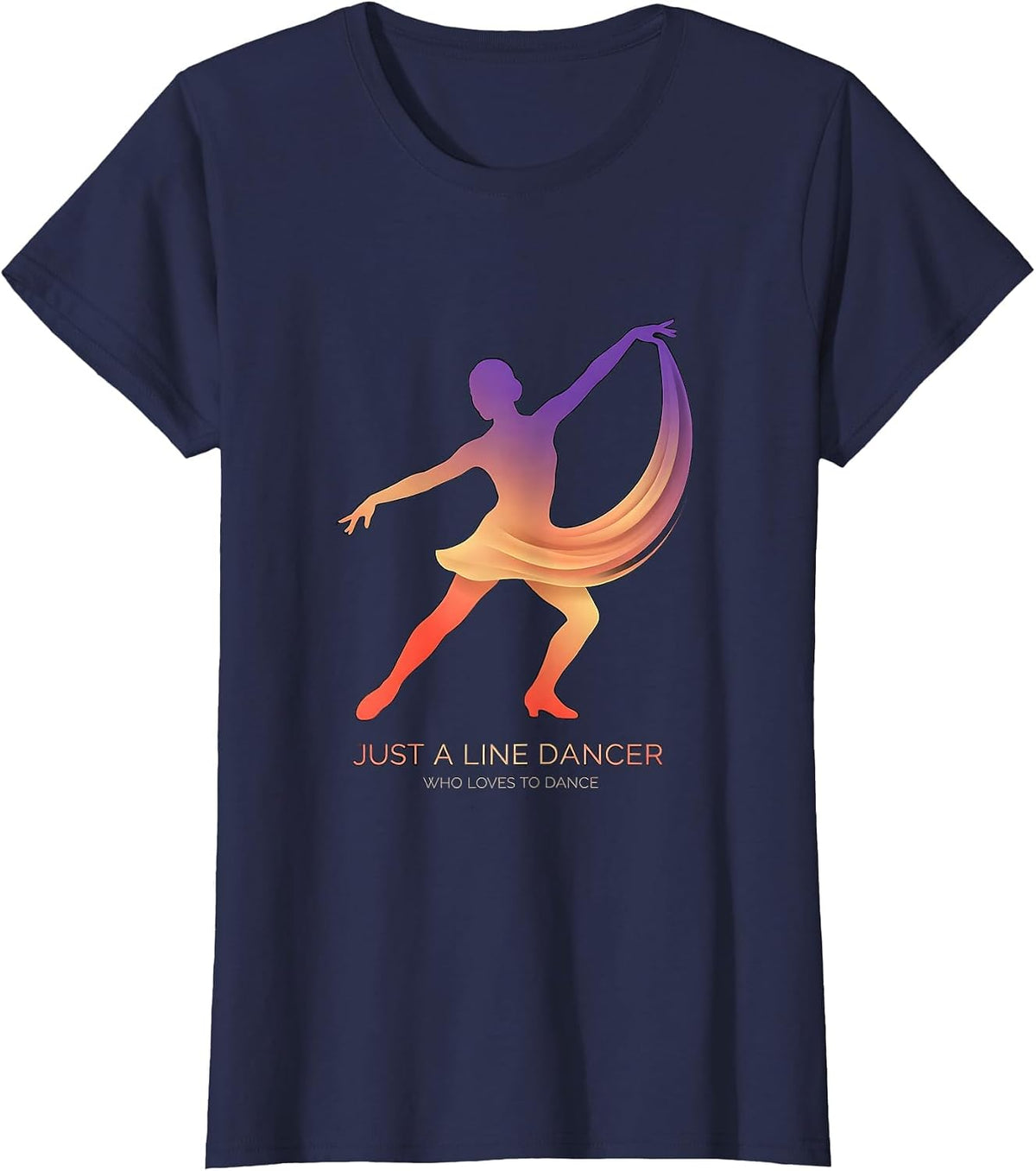 Women's Just A Line Dancer Who Loves To Dance Gradient Line Dance T-Shirt - Navy Blue