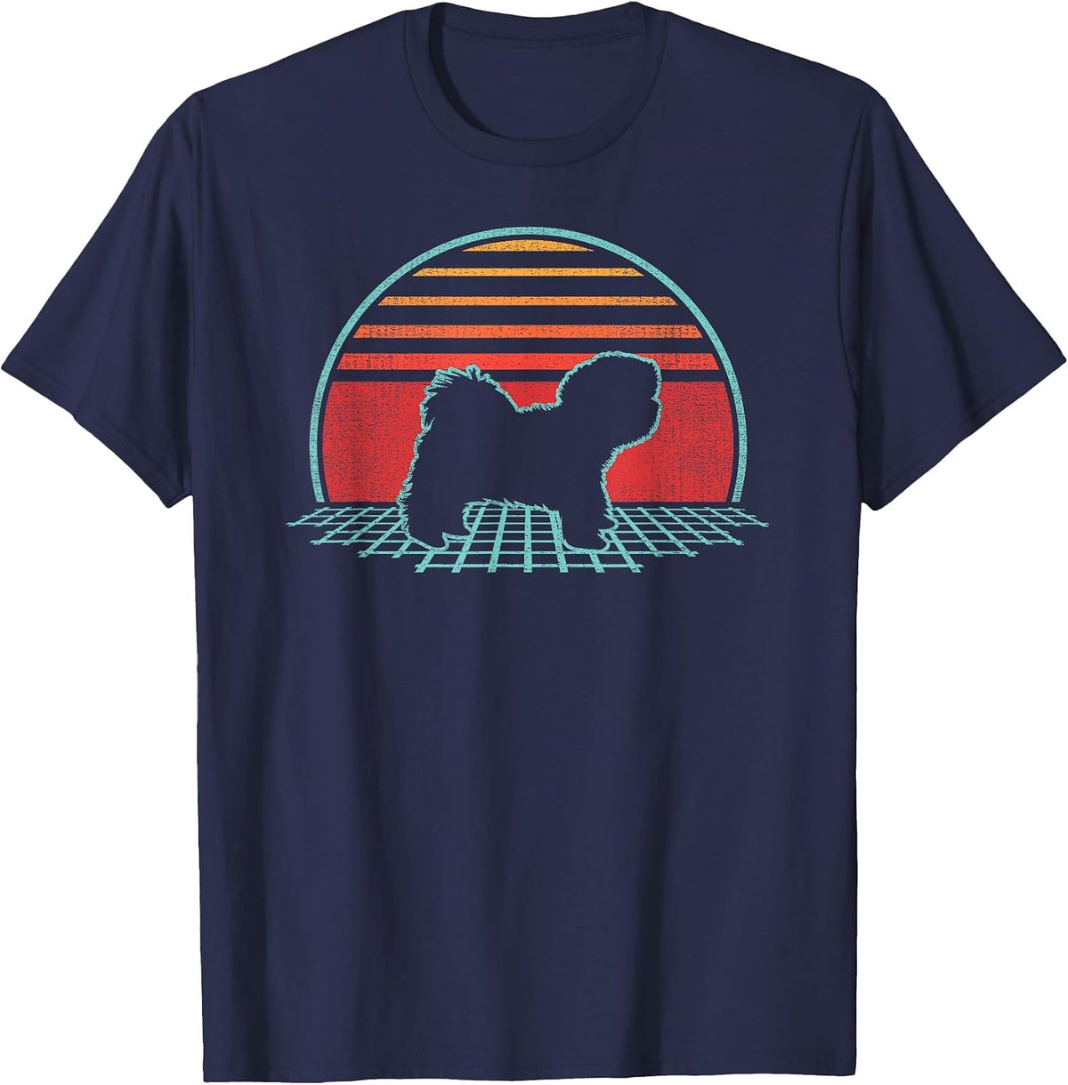 Havanese Lover Dog Owner Retro Vintage 80s Style T-Shirt - Navy Blue