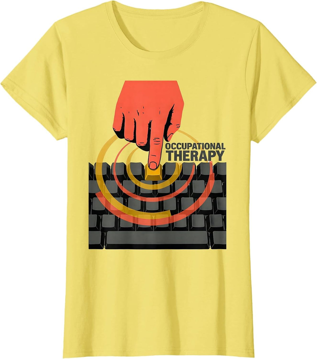 Women's Occupational Therapy Retro Adaptive Keyboard Pediatric OT T-Shirt - Lemon Yellow