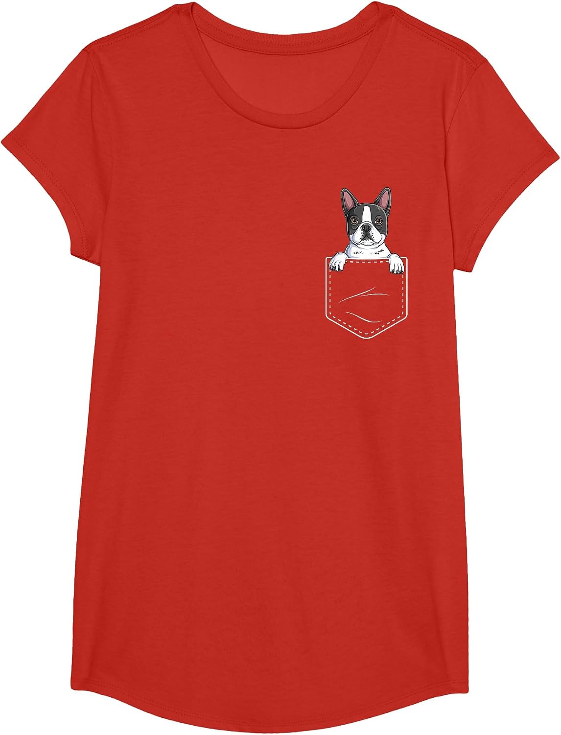Boston Terrier in The Pocket Cute Boston Terrier Dog Lovers T-Shirt - Girls Red