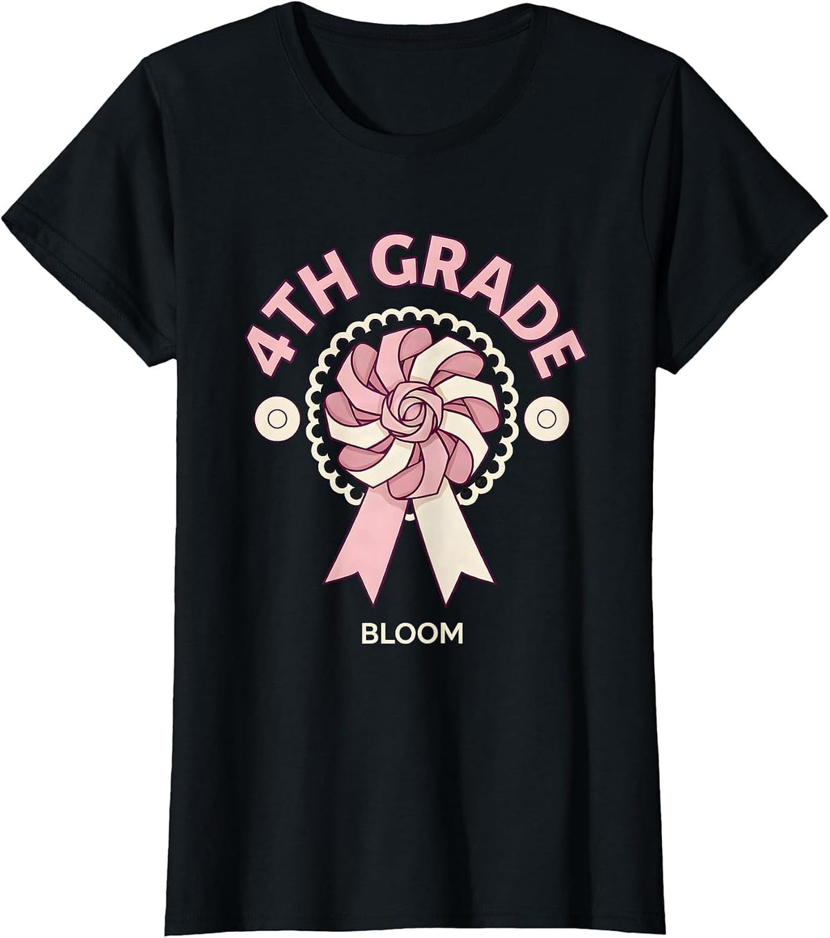 4th Grade Bloom Coquette Bow Back to School Fourth Grade T-Shirt - Black