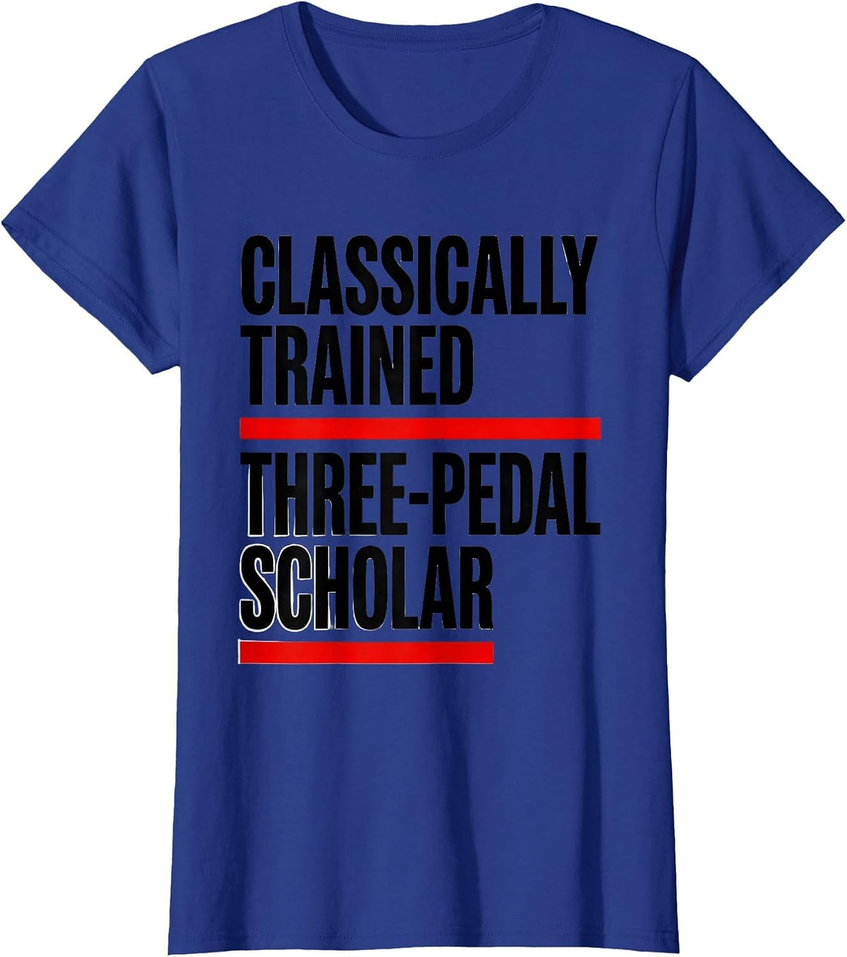 Women's Classically Trained, Three-Pedal Scholar Car Guy T-Shirt - Royal Blue