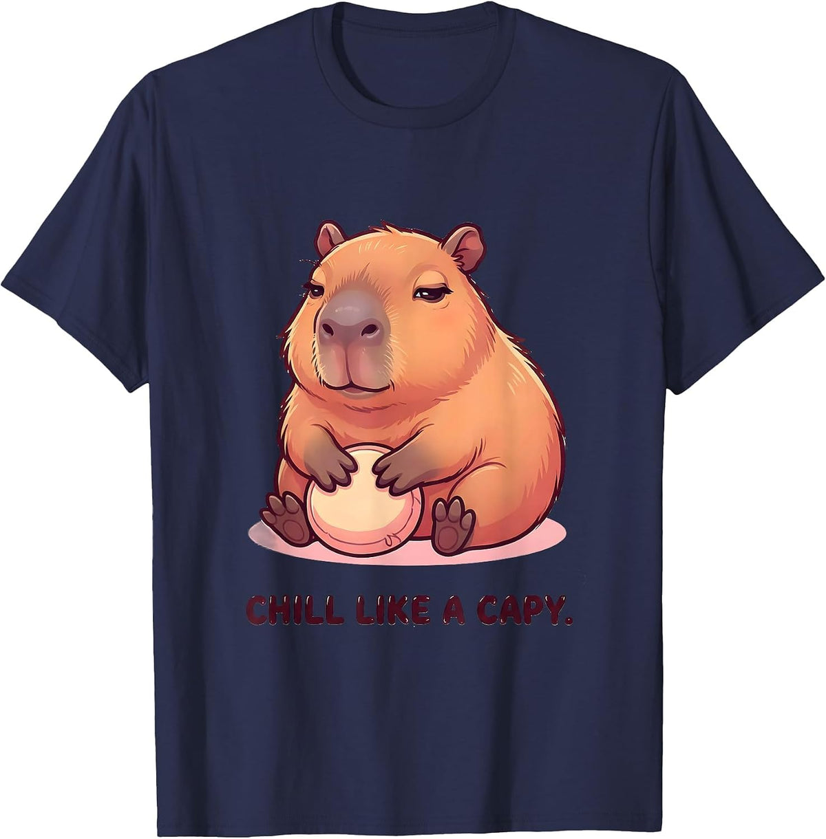 Chill Like A Capy Cute Capybara Animal Humor Meme T-Shirt - Navy Blue