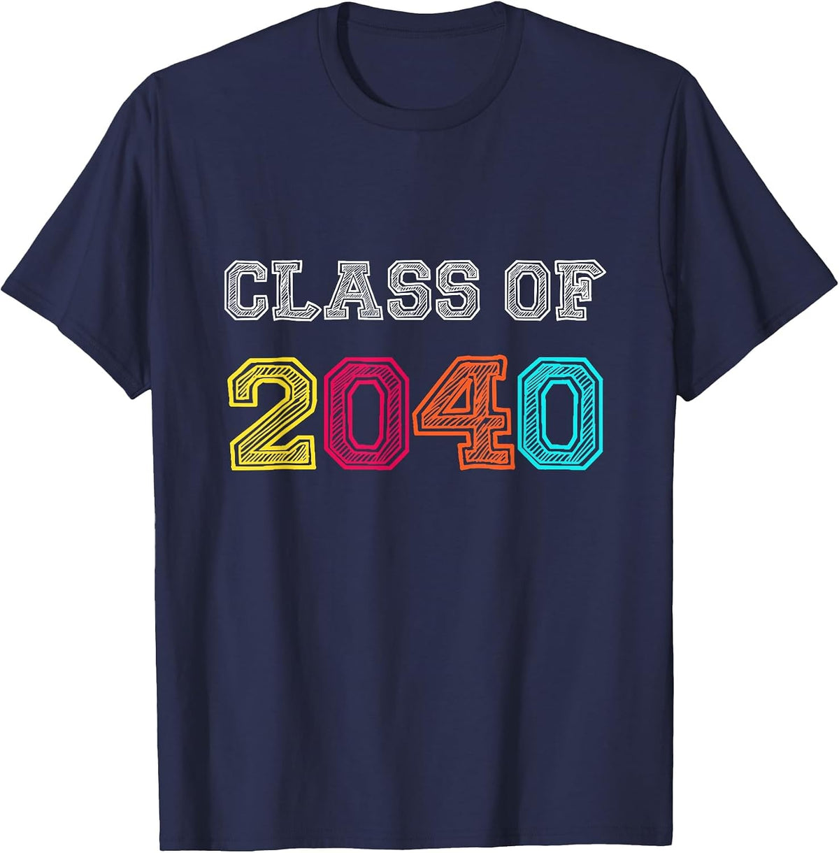 Class of 2040 Grow with Me Kindergarten PreK Graduation 2040 T-Shirt - Navy Blue