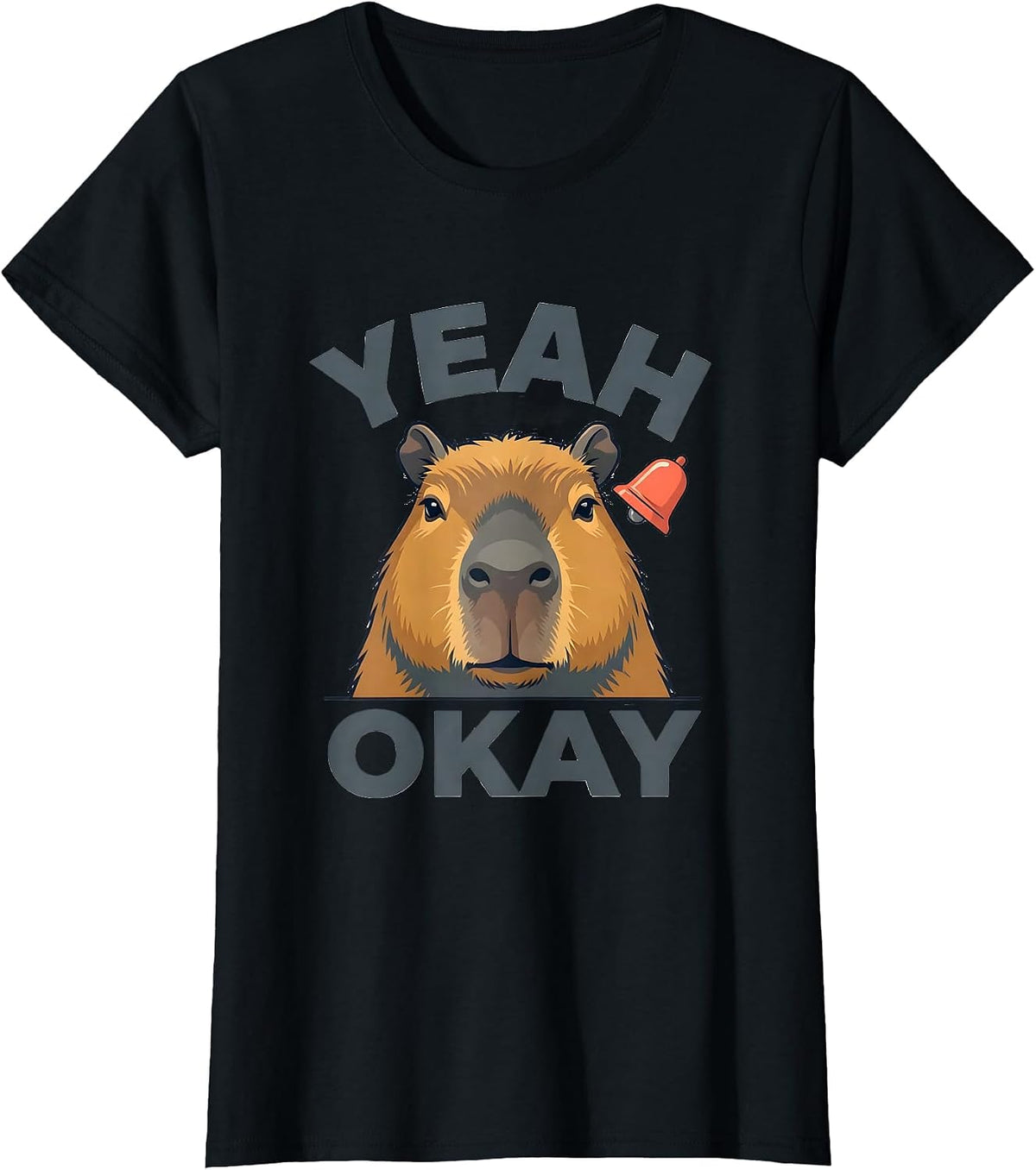 Women's Yeah Okay Flat Vector Capybara Meme Animal Humor T-Shirt - Black
