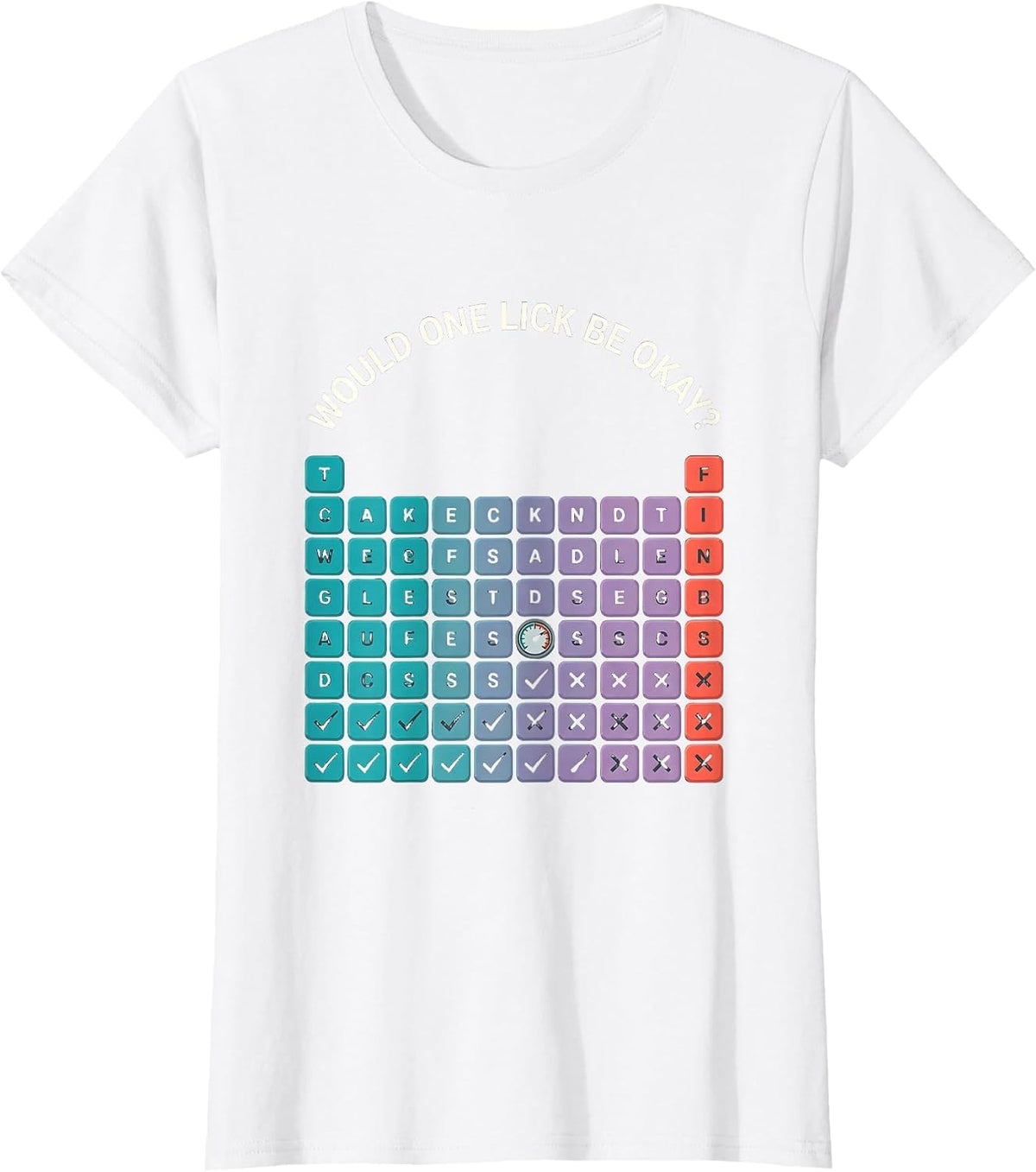Would One Lick Be Okay Funny Periodic Table Science Teacher T-Shirt - White