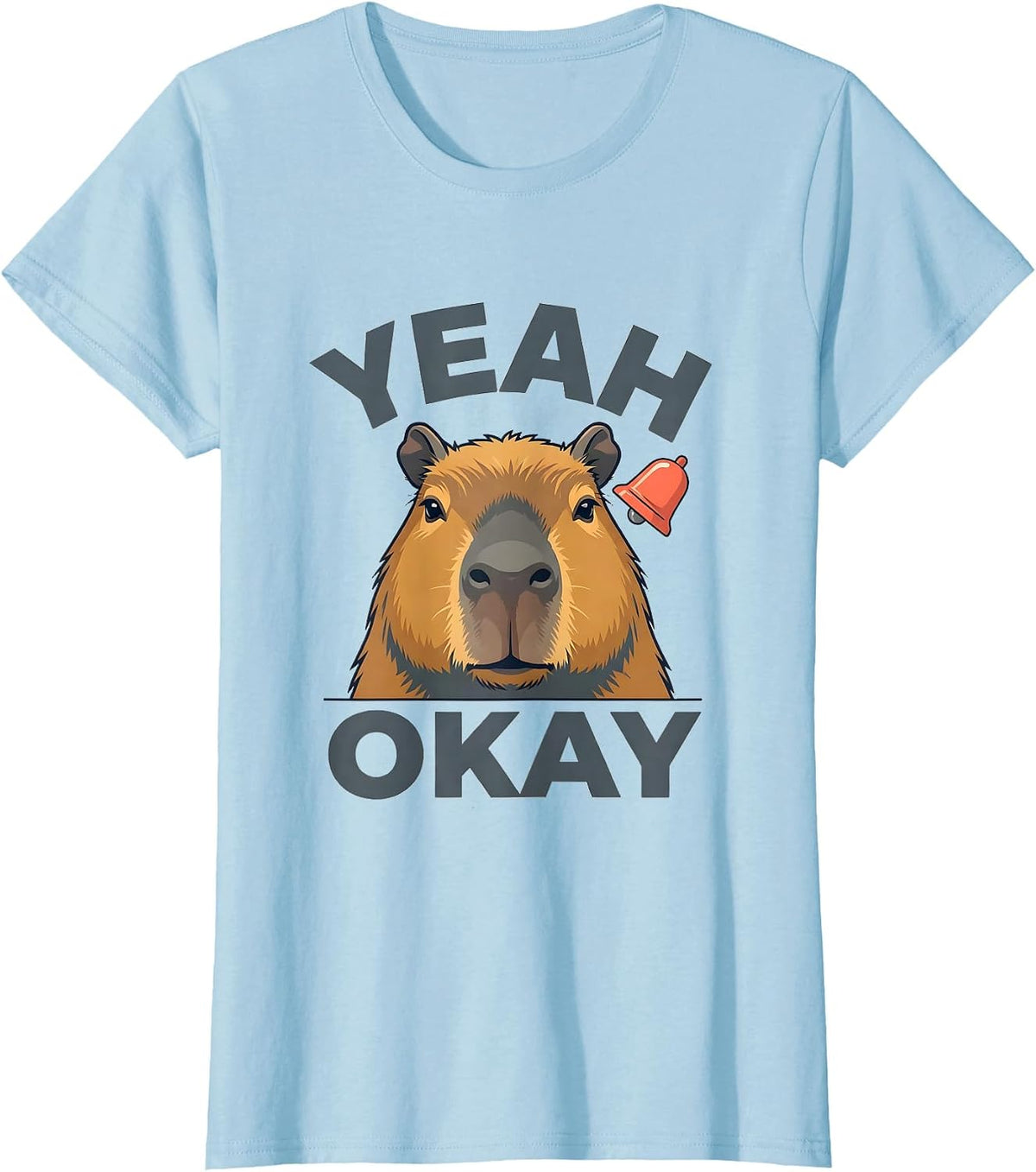 Women's Yeah Okay Flat Vector Capybara Meme Animal Humor T-Shirt - Baby Blue