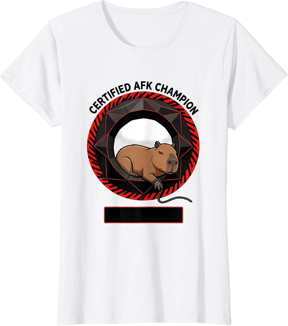 Women's Certified AFK Champion Geometric Capybara Gamer Meme Humor T-Shirt - White