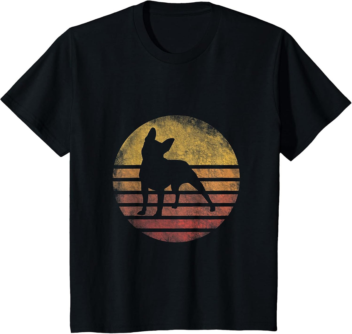 Retro Vintage Boston Terrier Dog Shirt 70s Silhouette Breed T-Shirt - Black