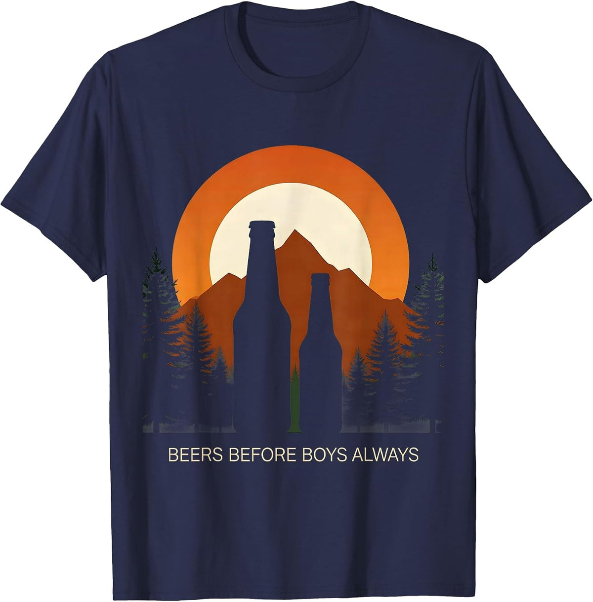 Men's Beers Before Boys Always Funny Beer Lover Design T-Shirt - Navy Blue