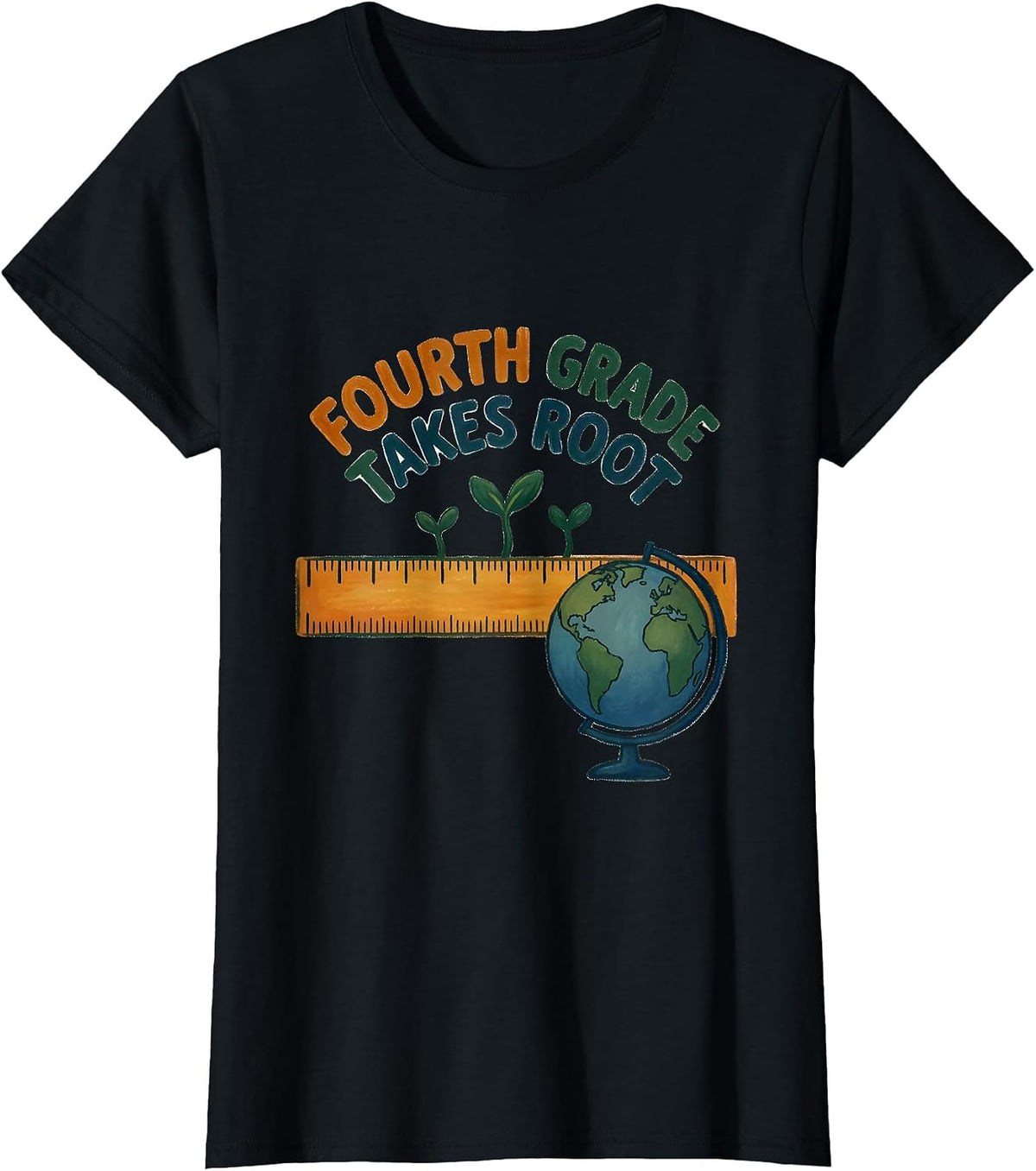 Fourth Grade Takes Root Storybook Back To School Teacher T-Shirt - Black