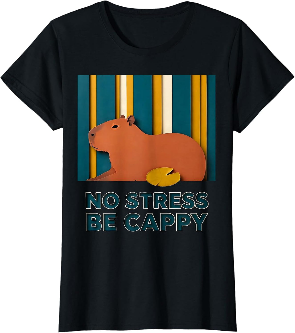 No Stress Be Cappy Funny Capybara Animal Meme Humor T-Shirt - Black