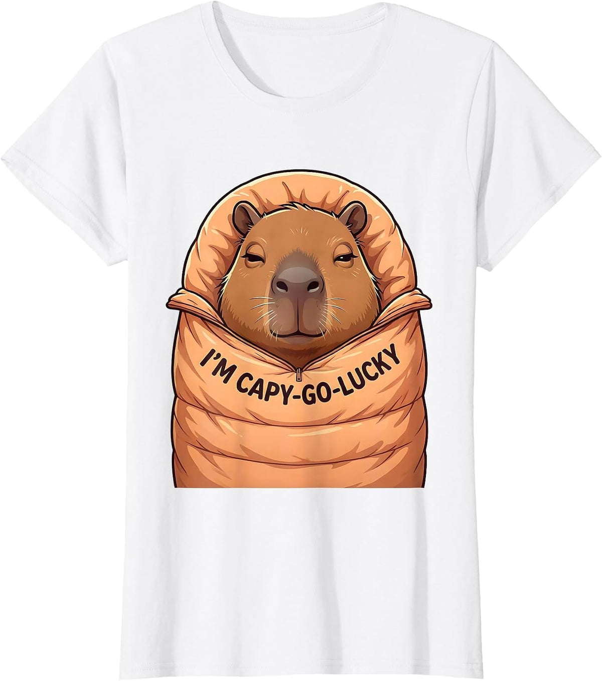 Women's I'm Capy-Go-Lucky Cute Kawaii Capybara Meme Animal Lover T-Shirt - White