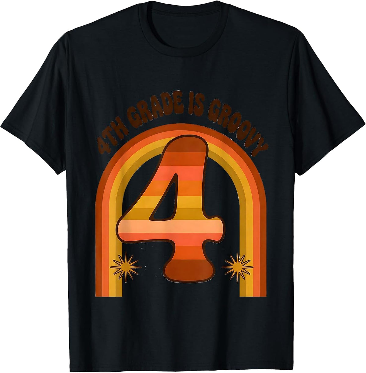 Men's 4th Grade Is Groovy Retro 70s Back to School Team T-Shirt - Black