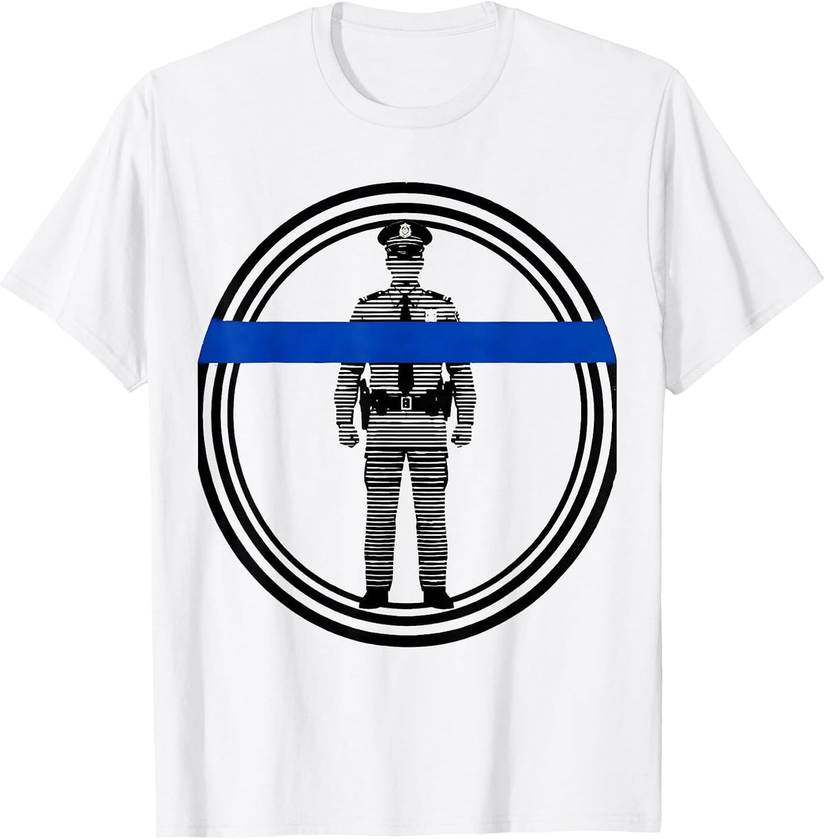 Men's Sealed Thin Blue Line Police Officer Tribute T-Shirt - White