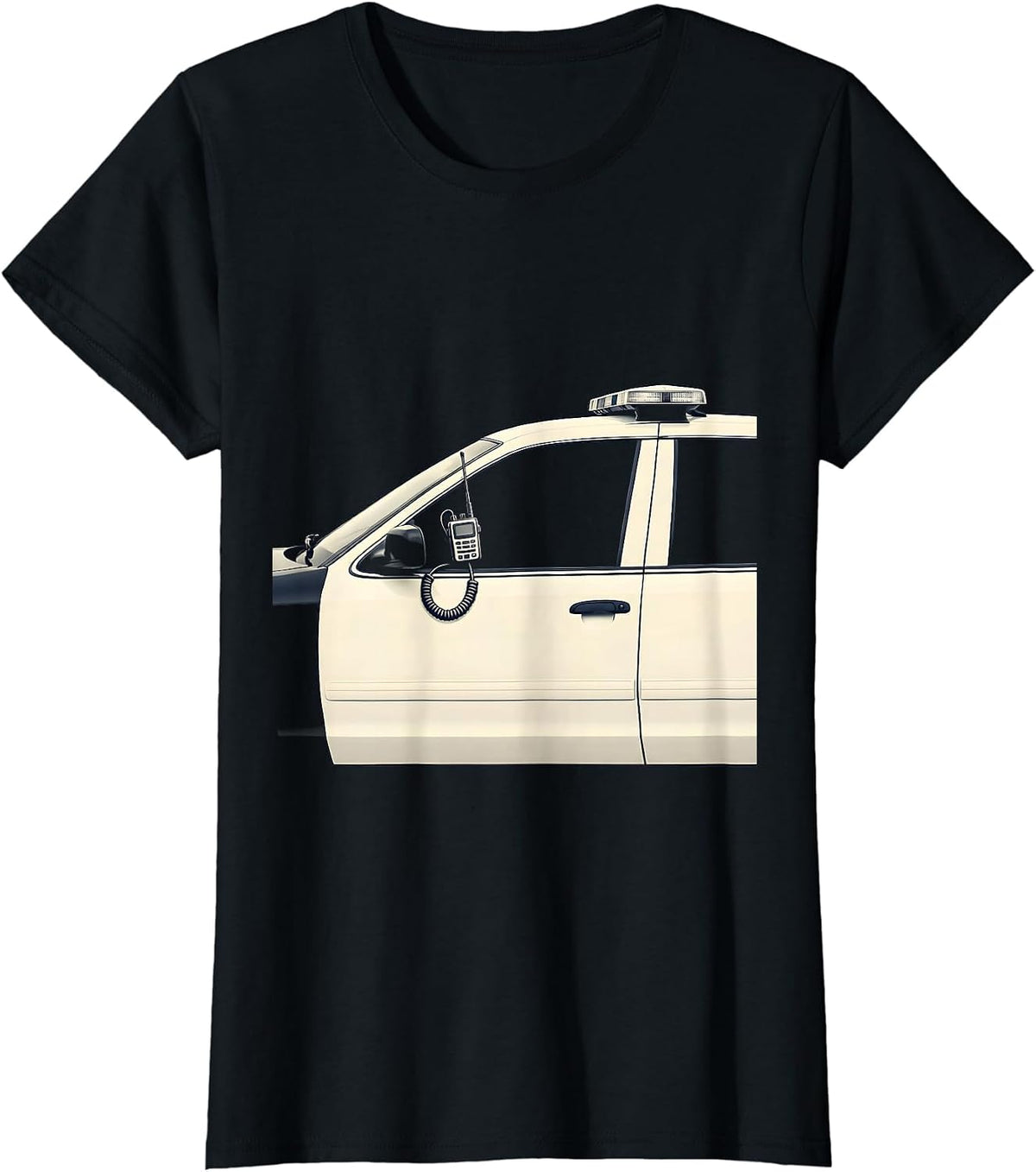Women's Police Cruiser Silhouette Minimalist Law Enforcement T-Shirt - Black