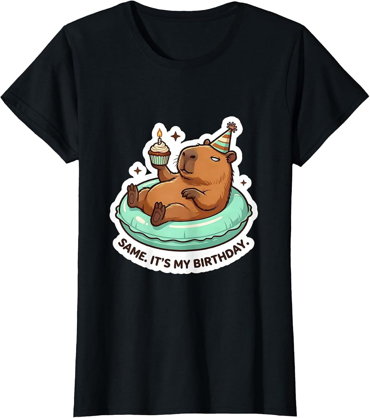 Same It's My Birthday Kawaii Capybara Birthday Boy Girl T-Shirt - Black