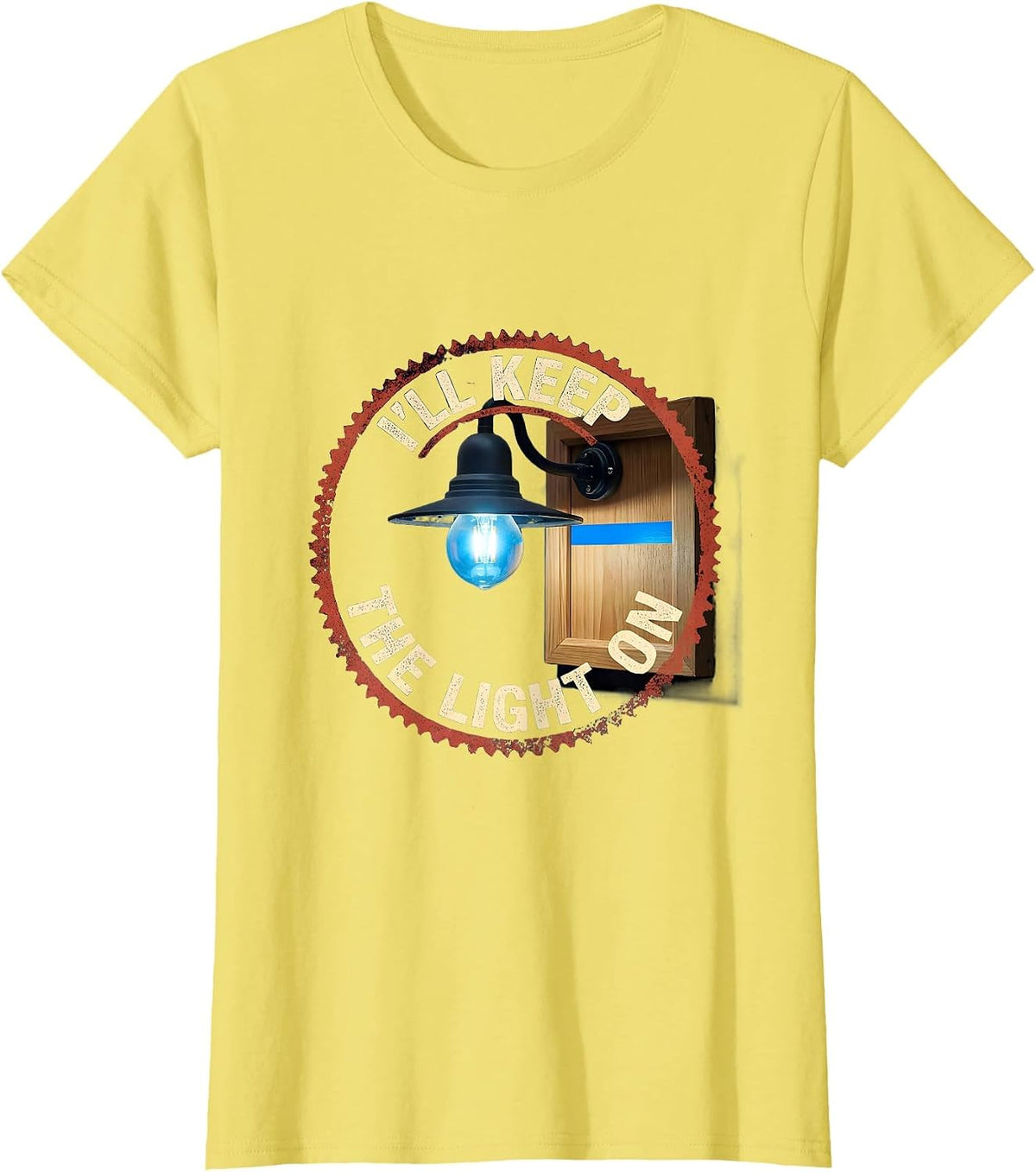 Women's I'll Keep the Light On Thin Blue Line Police Support T-Shirt - Lemon Yellow