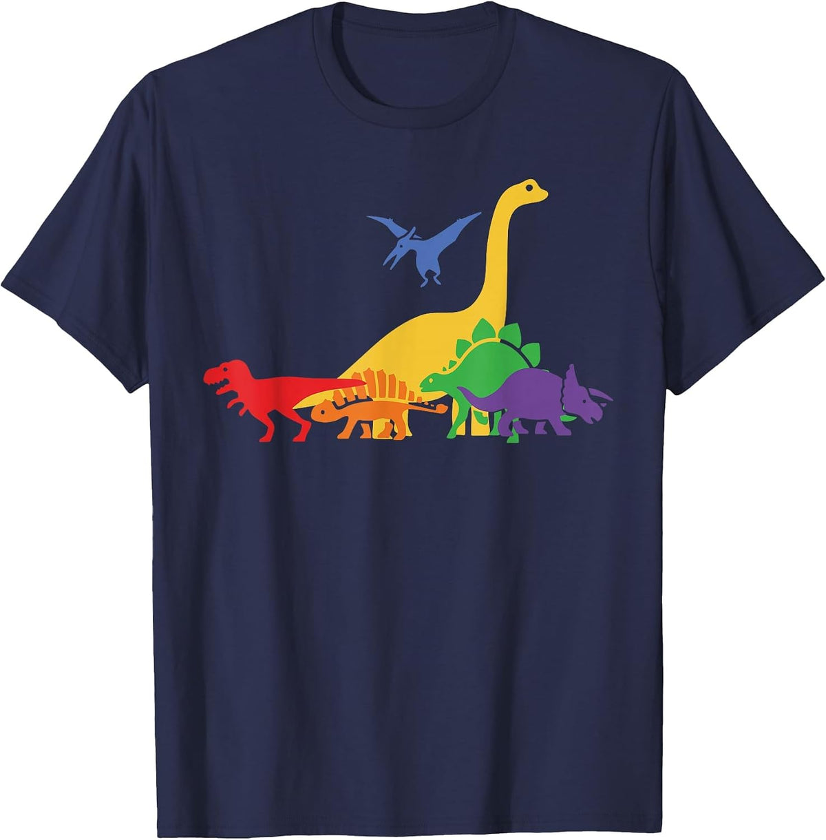 Dinosaur Pride Month Gay Rainbow LGBTQ T-Shirt - Navy Blue