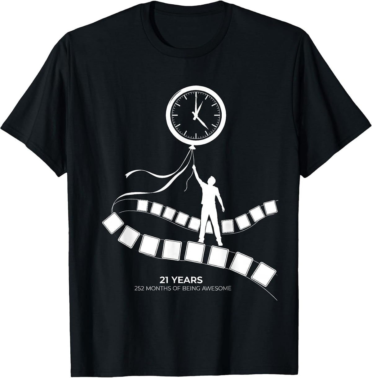 Men's 21 YEARS 252 MONTHS OF BEING AWESOME Birthday Gift Milestone T-Shirt - Black