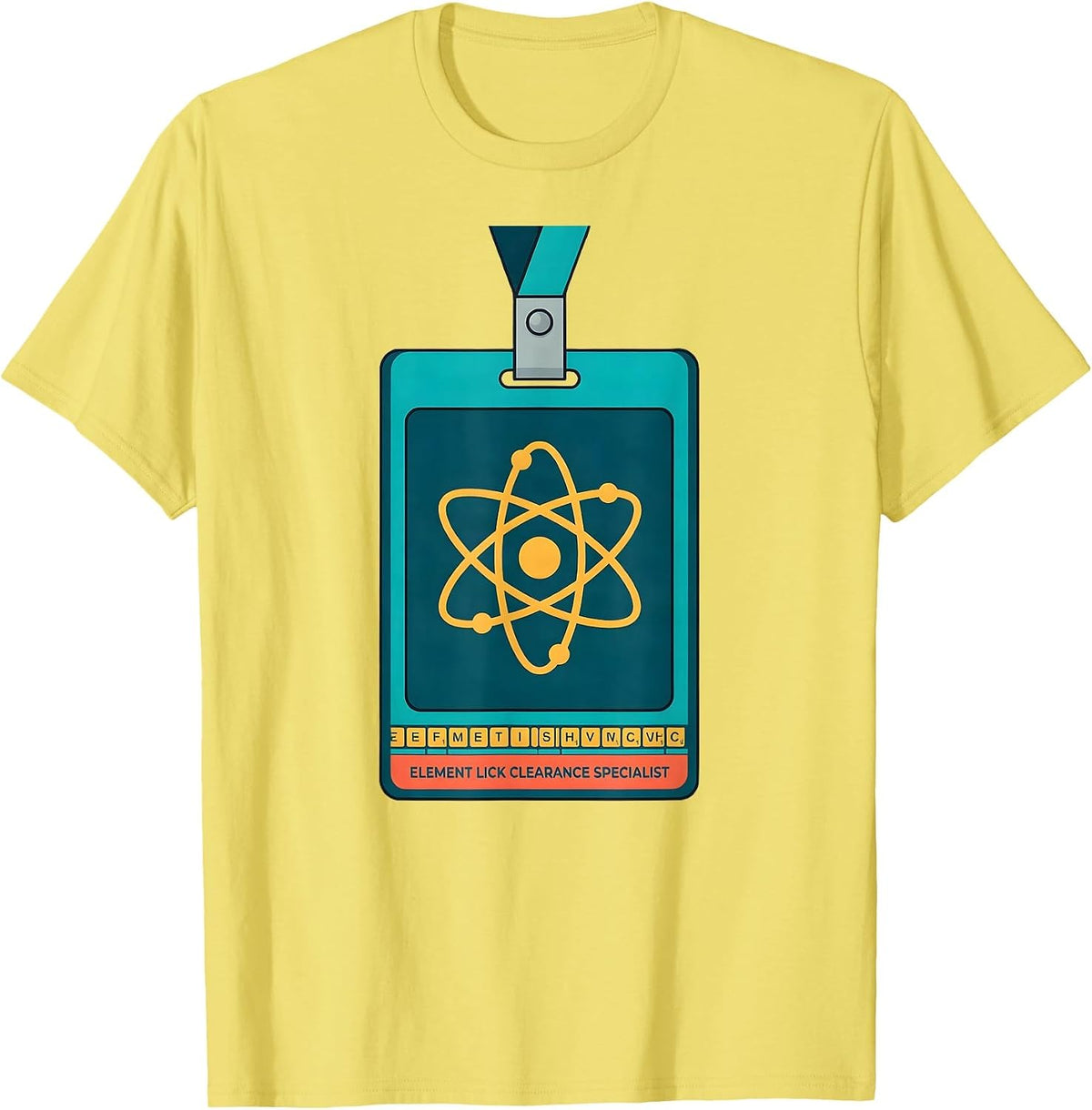 Men's Element Lick Clearance Specialist Funny Science Teacher Gift T-Shirt - Lemon Yellow