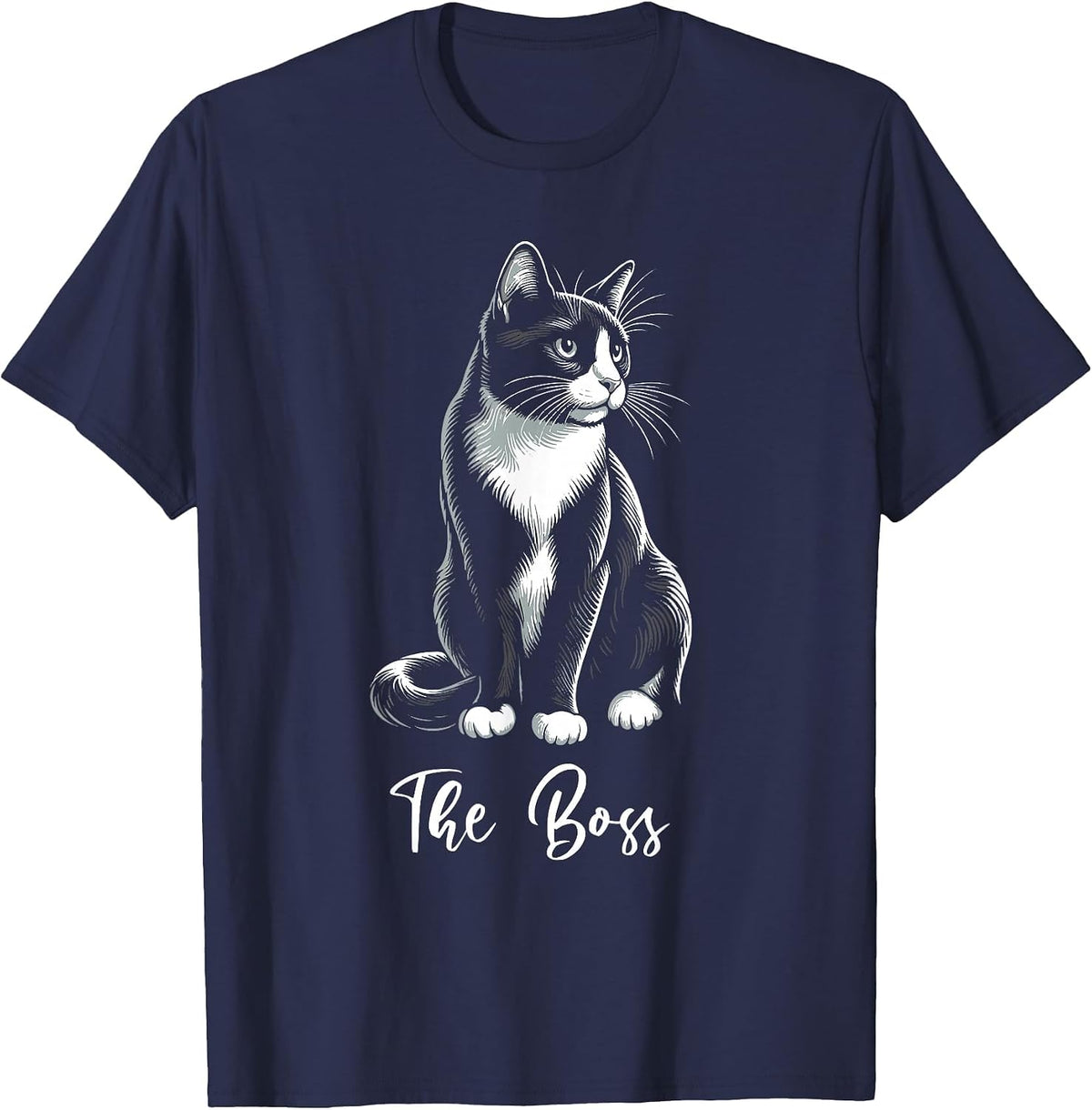 The Boss Tuxedo Cat Lover Kitten Tuxedo Cat Owner T-Shirt - Navy Blue