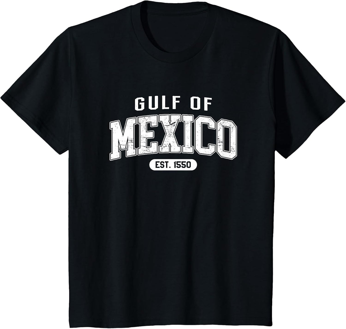 Gulf of Mexico Est. 1550 Retro Vintage T-Shirt - Black