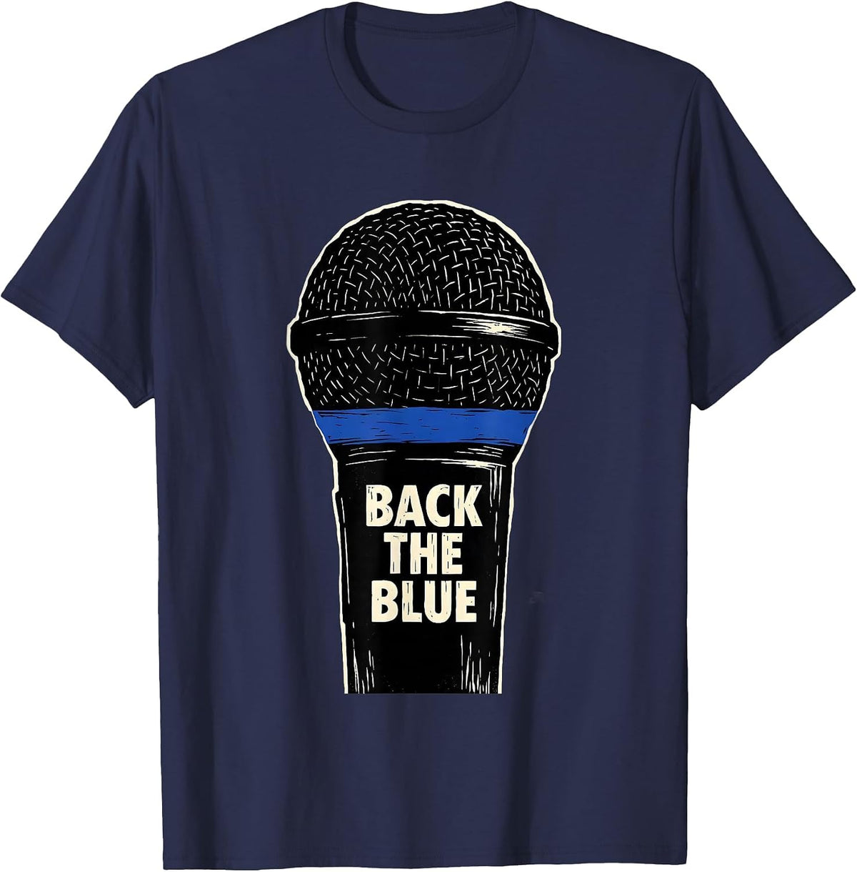 Back The Blue Thin Blue Line Police Support Law Enforcement T-Shirt - Navy Blue