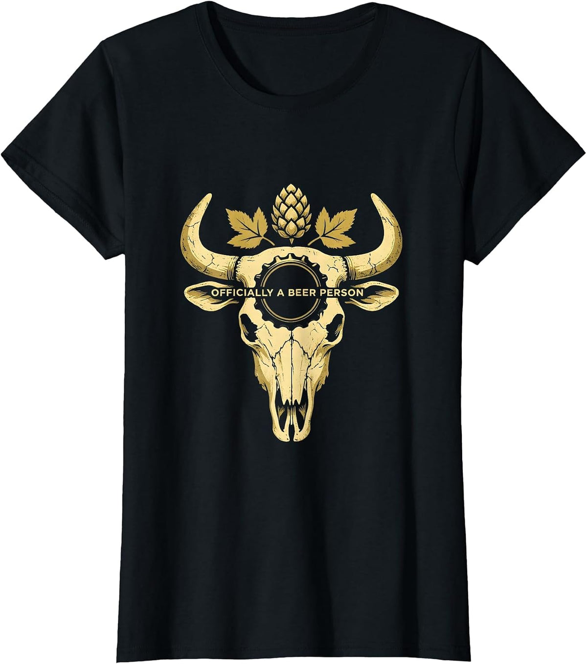 Officially a Beer Person Funny Drinking Design T-Shirt - Black