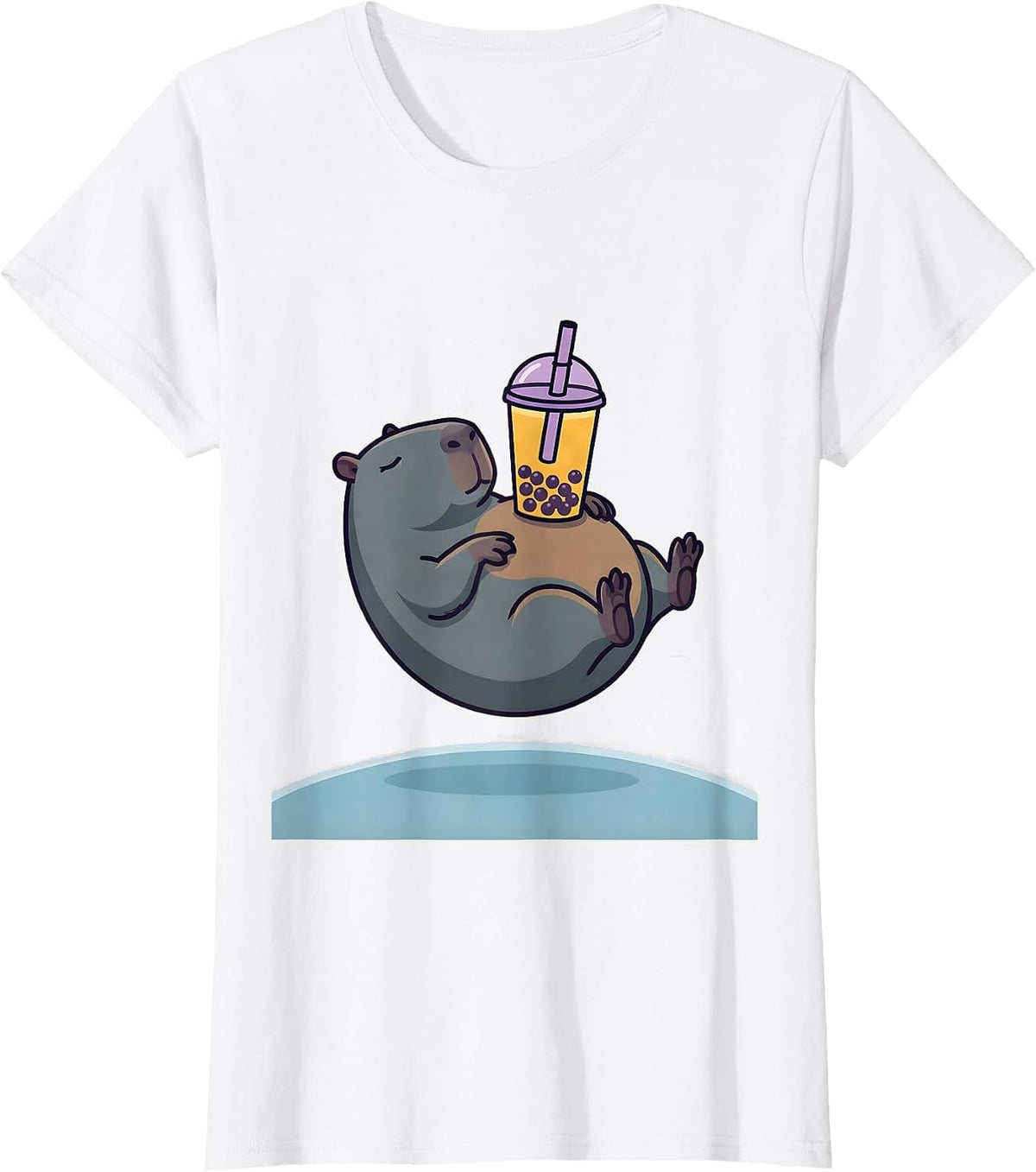Cute Capybara Boba Tea Kawaii Anime Humor T-Shirt - White