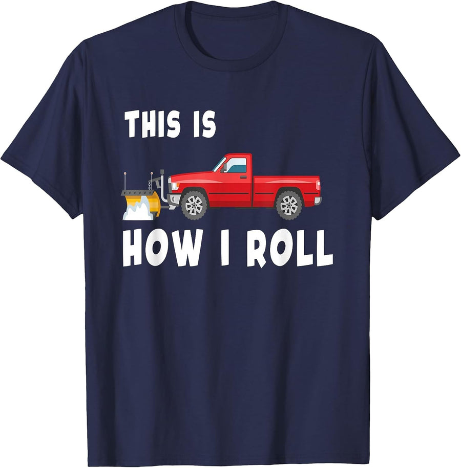 Snowplow Trucks Tees Funny Snow plow T-Shirt - Navy Blue