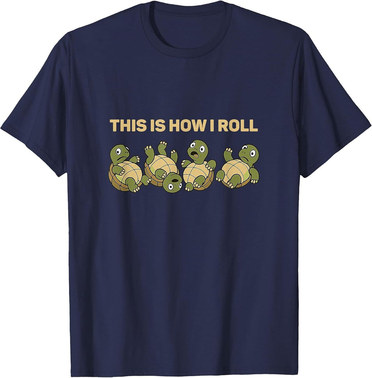 Rolling Funny Turtle How I Rolll Men Women Kids T-Shirt - Navy Blue
