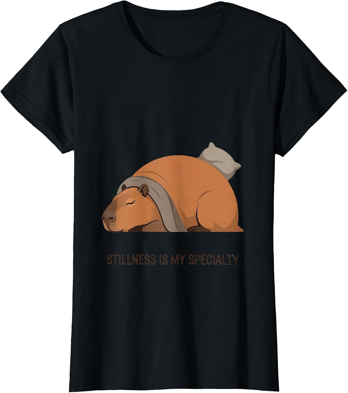 Stillness Is My Specialty Cute Capybara Sleepwear Humor T-Shirt - Black