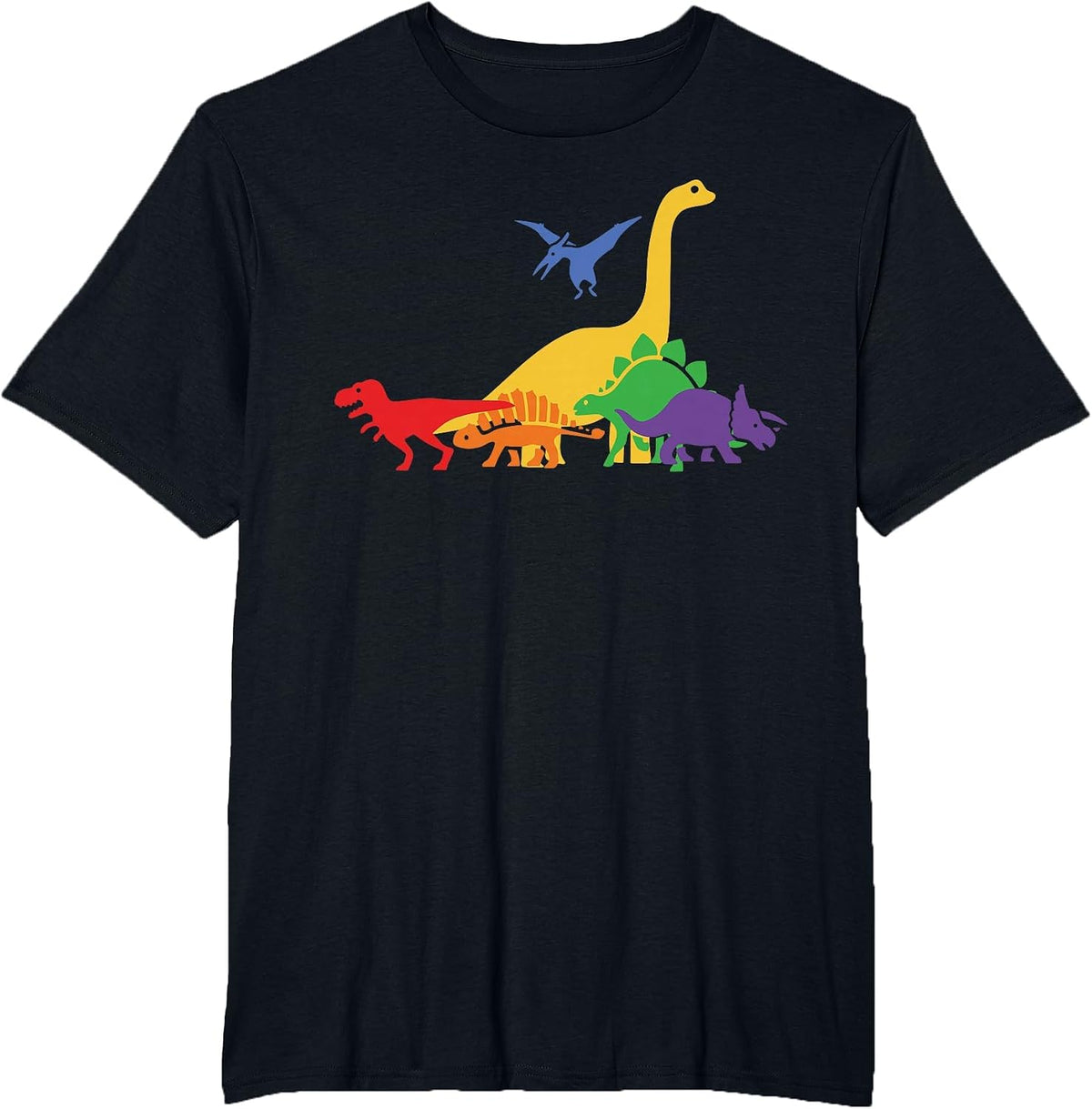 Dinosaur Pride Month Gay Rainbow LGBTQ T-Shirt - Black