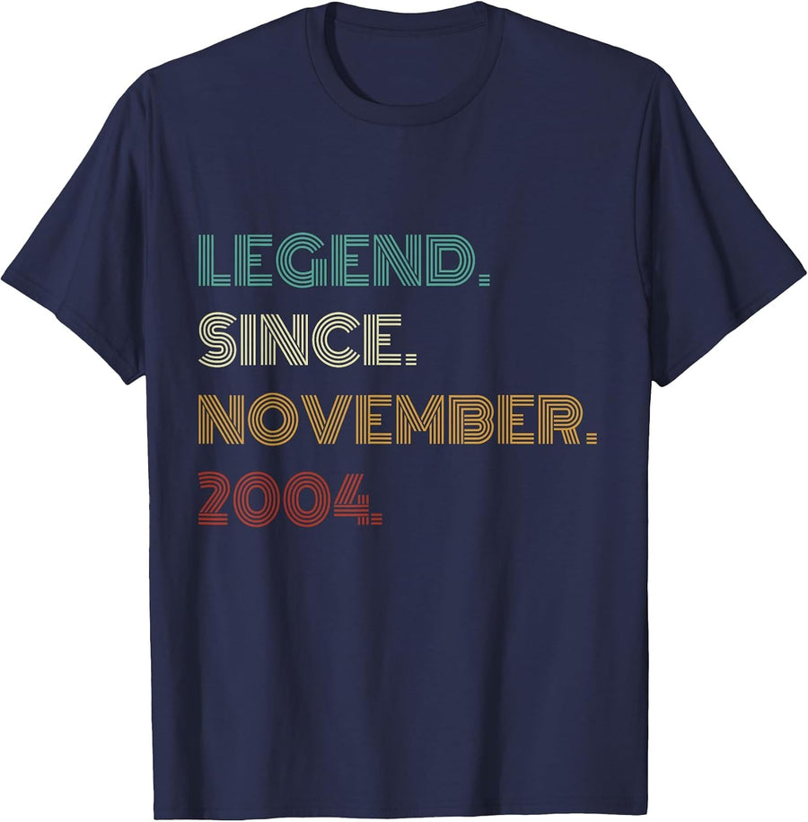 22 Years Old Legend Since November 2004 22nd Birthday T-Shirt - Navy Blue