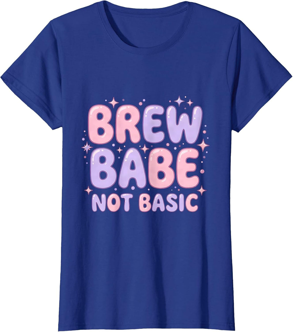 Women's Brew Babe Not Basic Beer Lover Design T-Shirt - Royal Blue