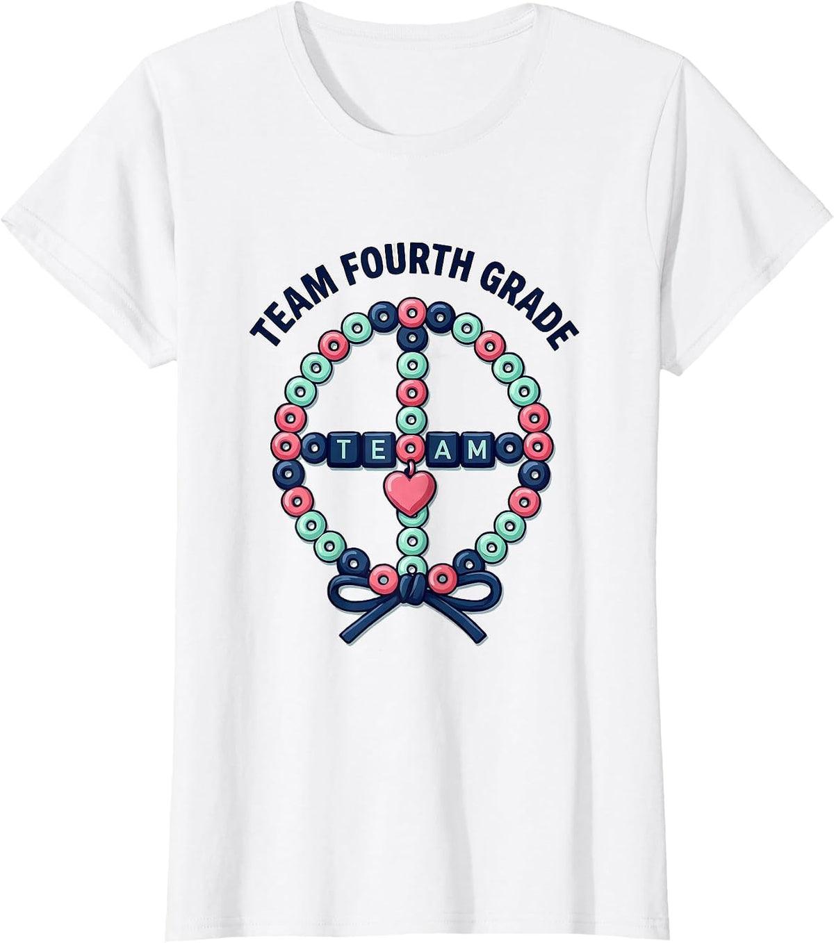 Team Fourth Grade Coquette Bow Back To School Girl Teacher T-Shirt - White