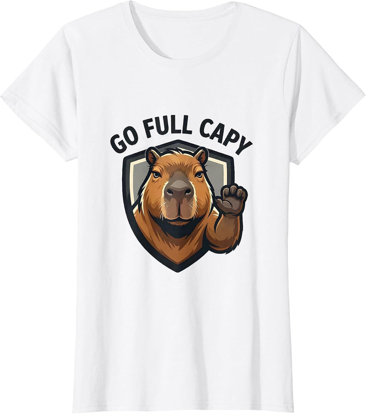 Go Full Capy Funny Capybara Meme Animal Lover Humor T-Shirt - White