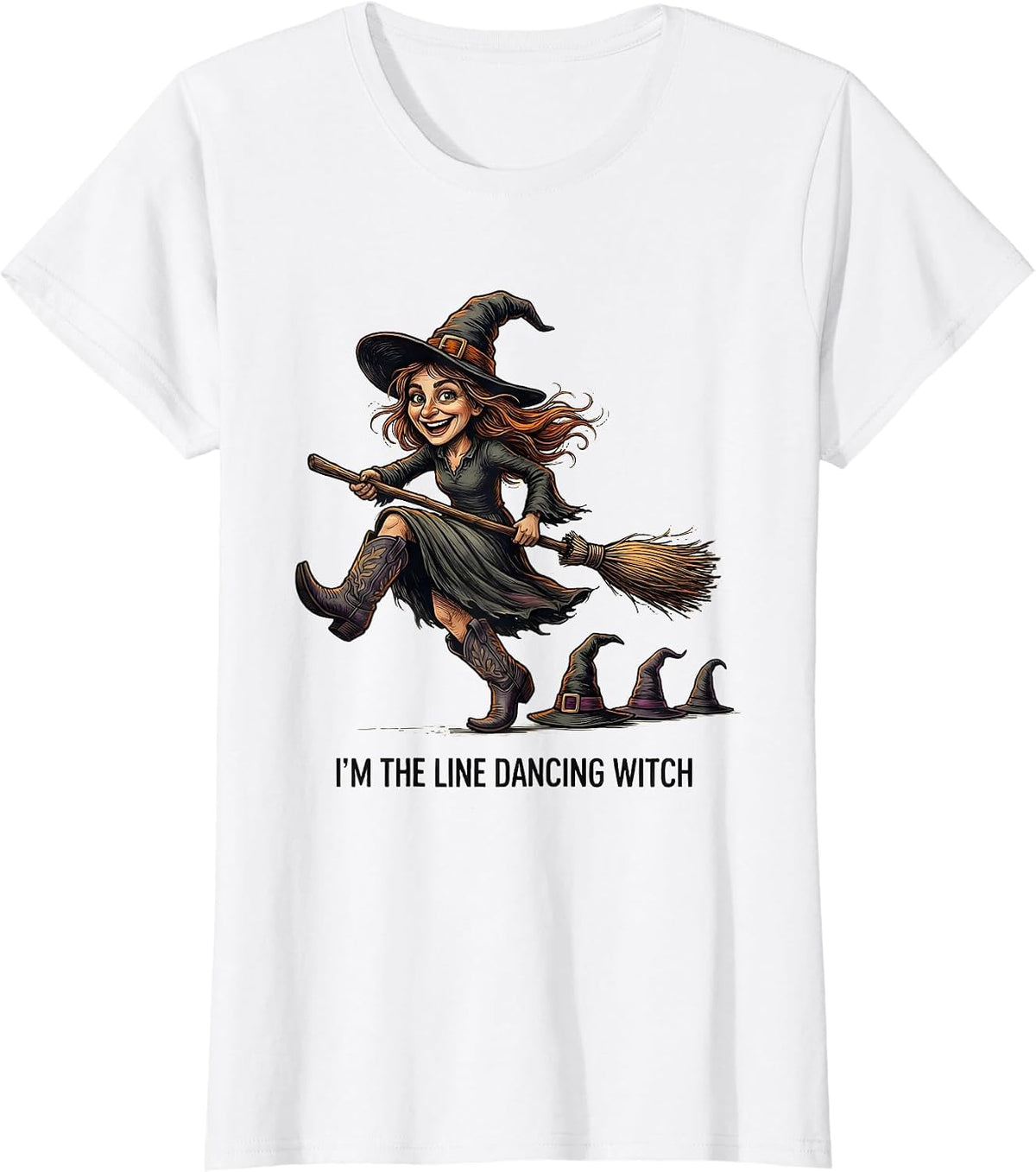 I'm The Line Dancing Witch Funny Halloween Matching Group T-Shirt - White