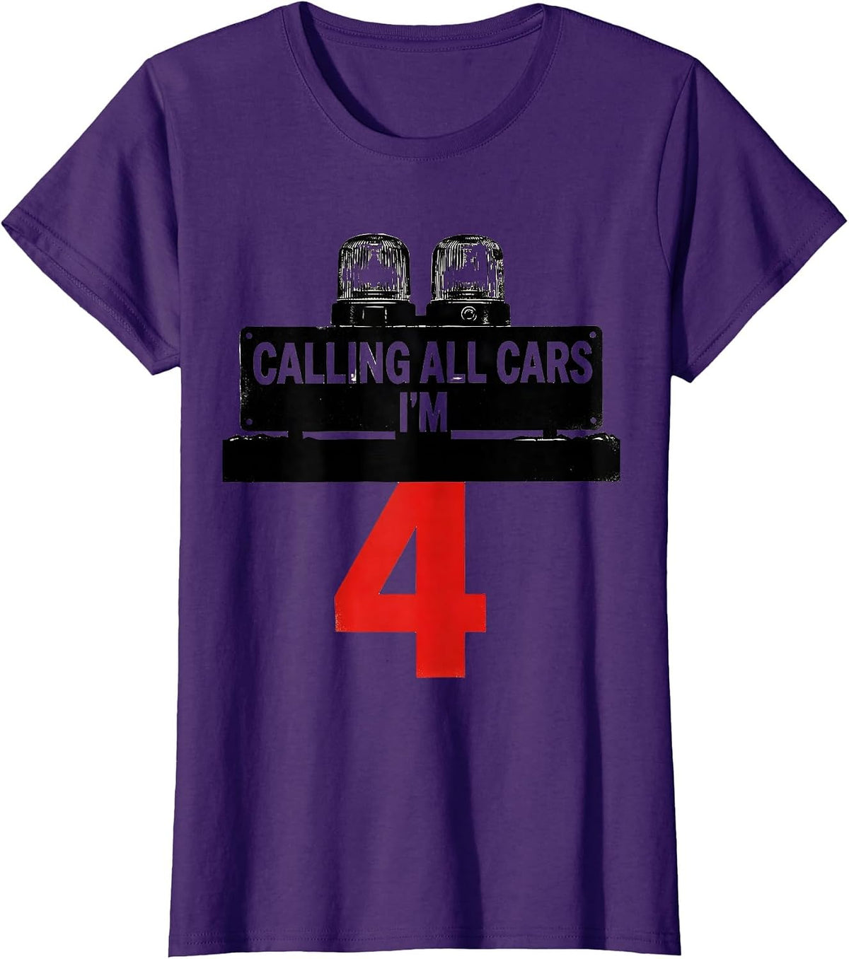 Women's Calling All Cars I'm 4 Future Police Officer Kids Birthday T-Shirt - Purple