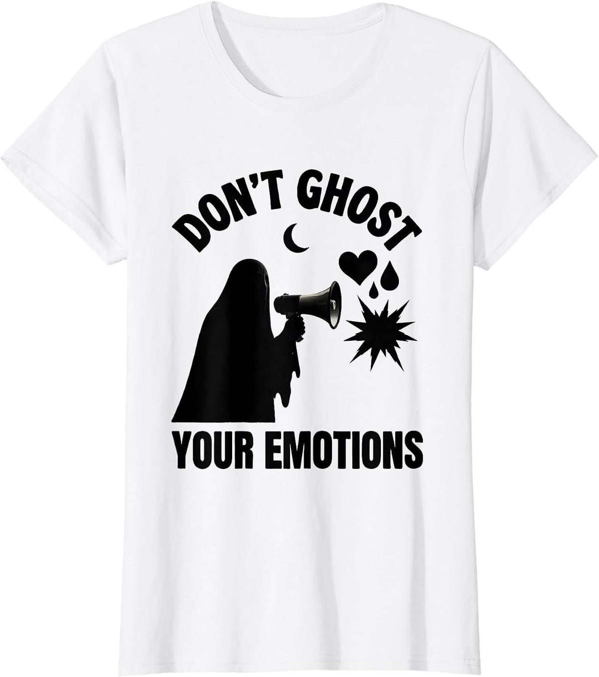 Women's Don't Ghost Your Emotions Halloween Mental Health Awareness T-Shirt - White