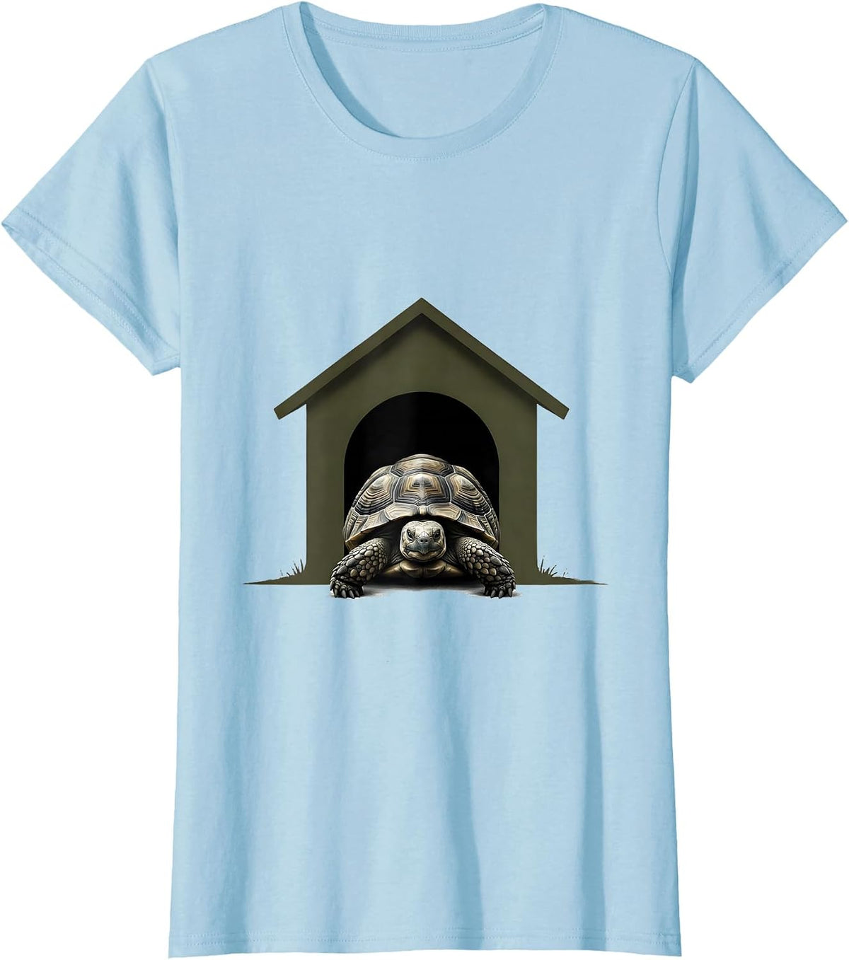 Arched Tortoise Silhouette Minimalist Reptile Lover Gift T-Shirt - Baby Blue