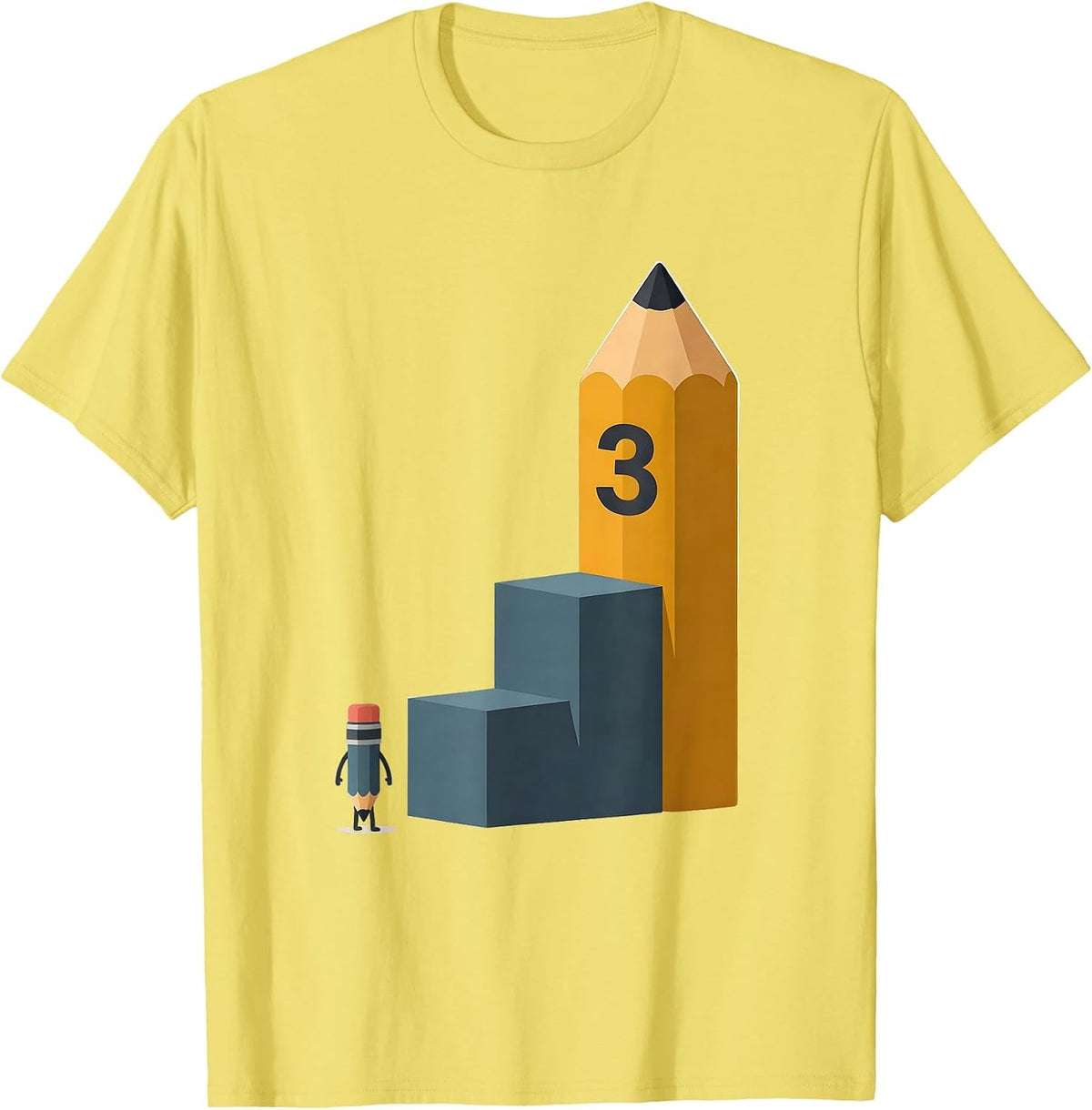Men's 3 Back To School First Day Of School Teacher Student T-Shirt - Lemon Yellow
