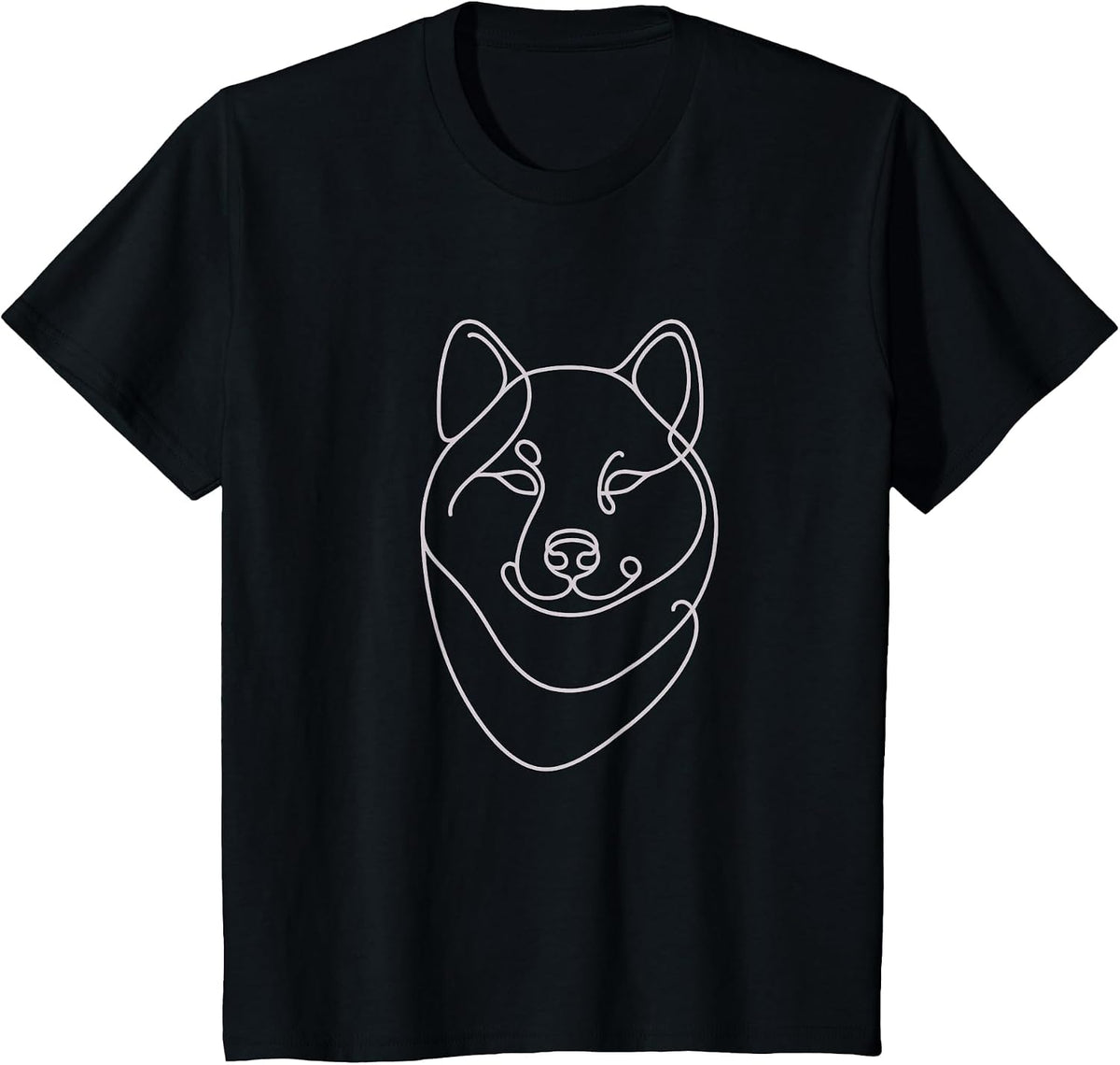 Shiba Inu Drawing Line Art Design T-Shirt - Black