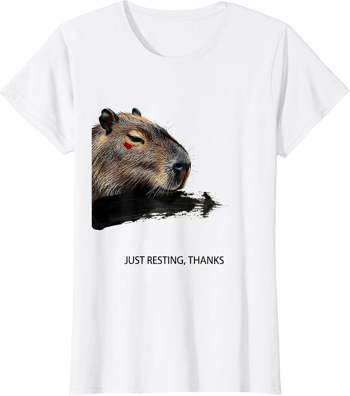 Women's Just Resting, Thanks Cute Capybara Sleepy Humor Pajama T-Shirt - White