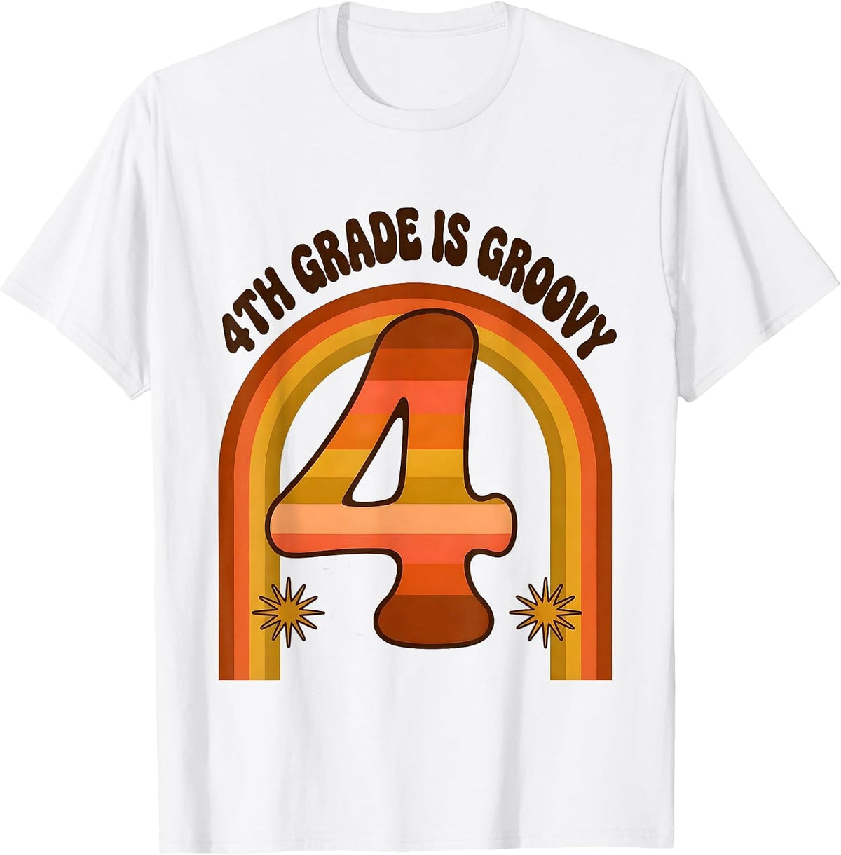 Men's 4th Grade Is Groovy Retro 70s Back to School Team T-Shirt - White